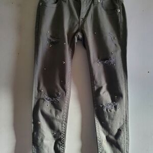 Miss Me Cuffed Skinny Dark Green Jean  Inseam 27.